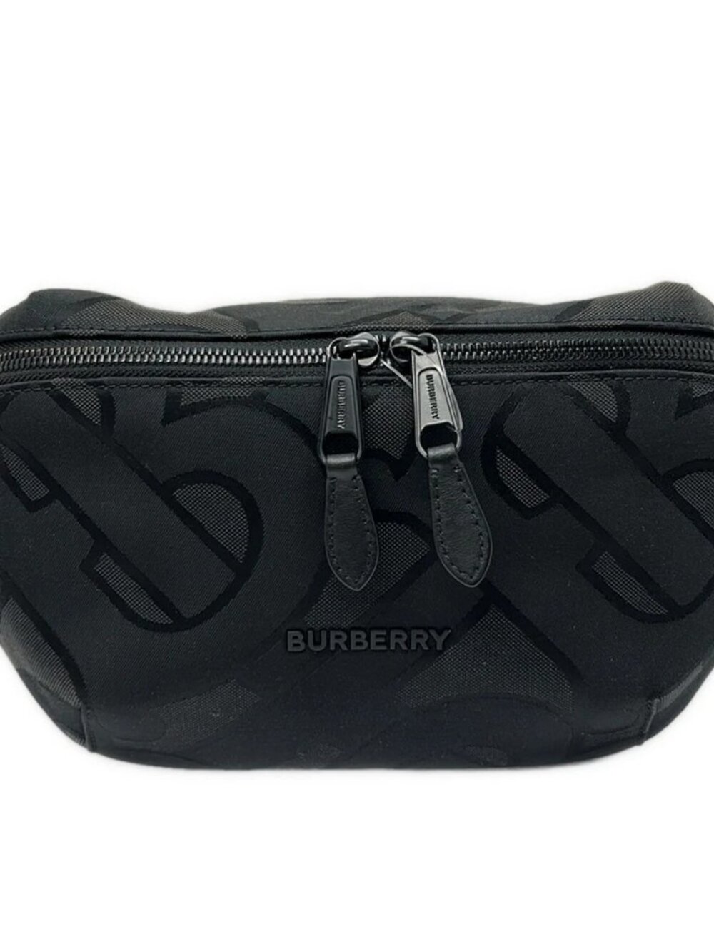 Burberry TB Monogram Jacquard Belt Bag 8043707 Black Dark Gray Nylon Backpack